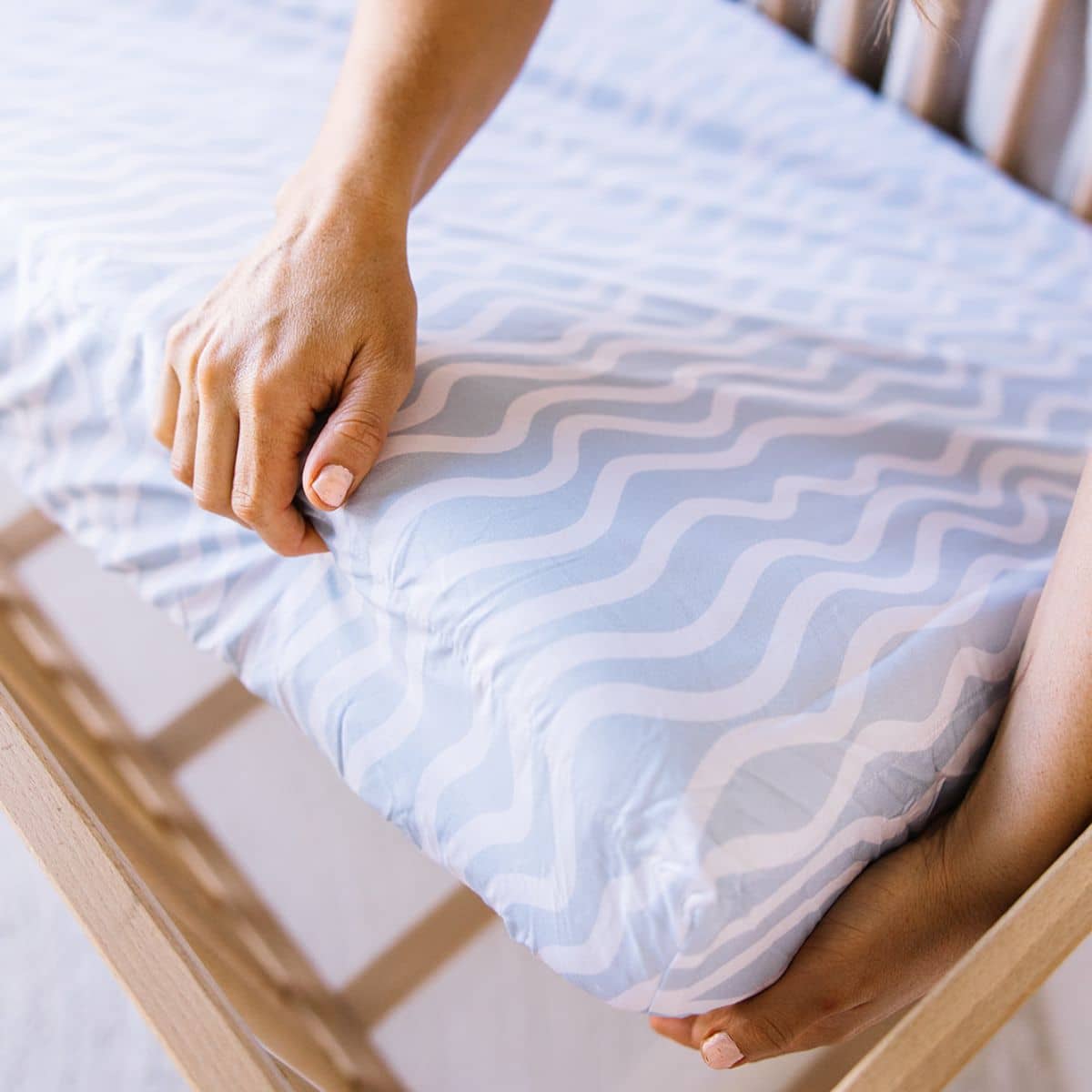 Little Human Linens Waterproof Cot Sheet - Bright Waves
