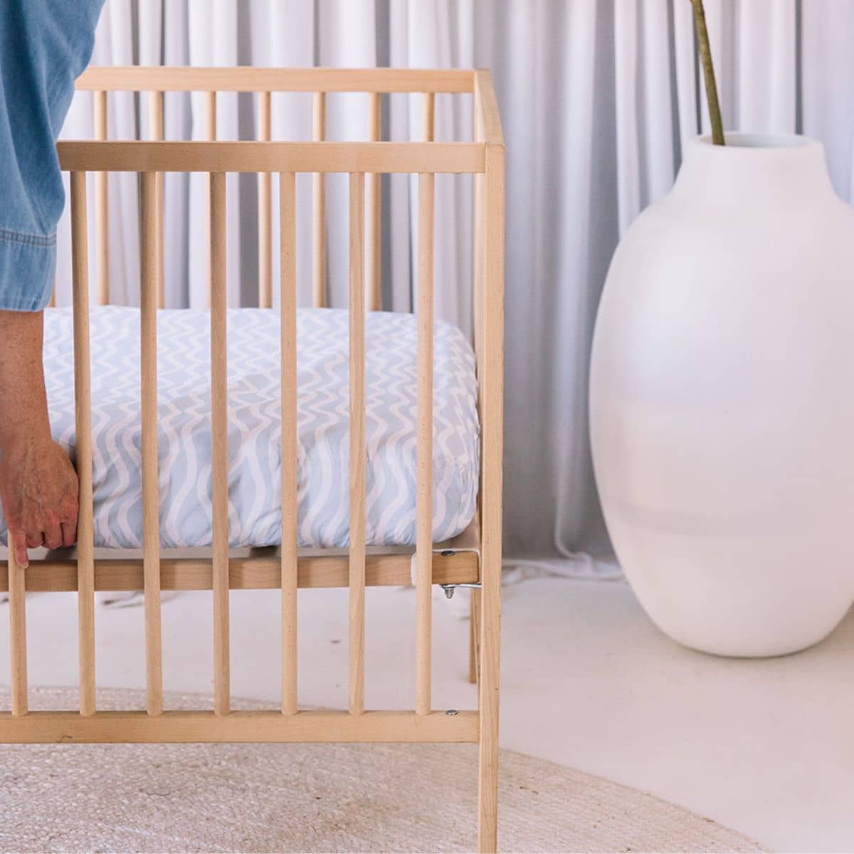 Little Human Linens Waterproof Cot Sheet - Bright Waves