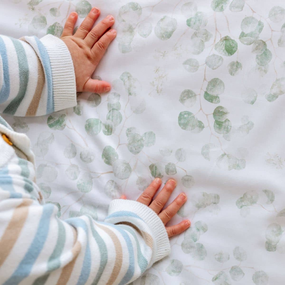 Little Human Linens Waterproof Cot Sheet - Eucalyptus