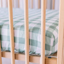 Little Human Linens Waterproof Cot Sheet - Green Gingham