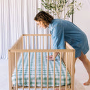Little Human Linens Waterproof Cot Sheet - Green Gingham