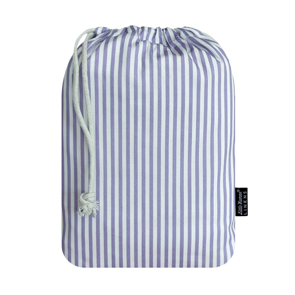Little Human Linens Waterproof Cot Sheet - Lavender Stripe