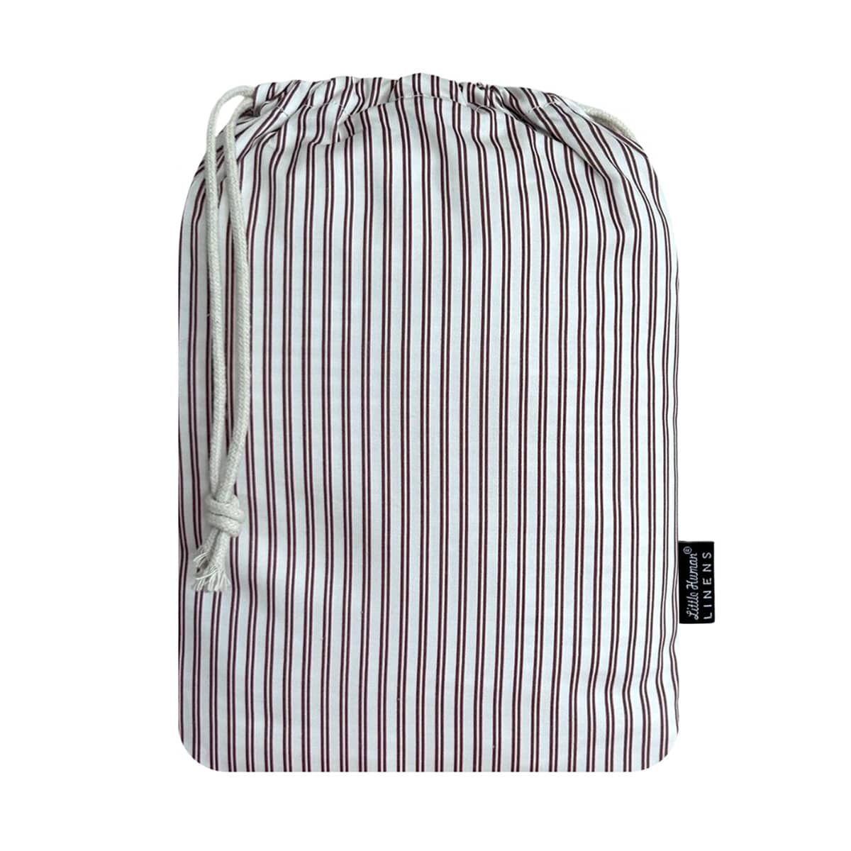 Little Human Linens Waterproof Cot Sheet - Mocha Pinstripe