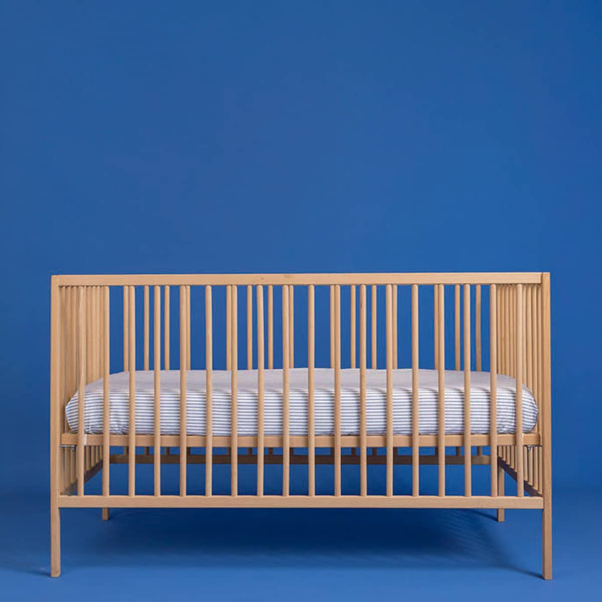 Little Human Linens Waterproof Cot Sheet - Navy Ticking