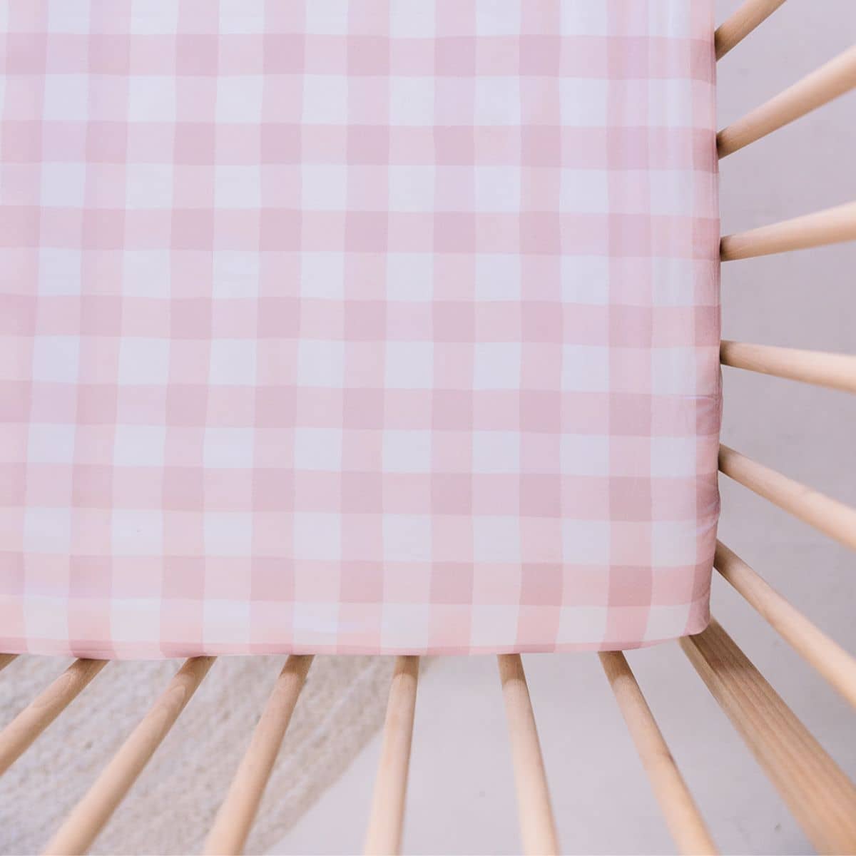 Little Human Linens Waterproof Cot Sheet - Pink Gingham