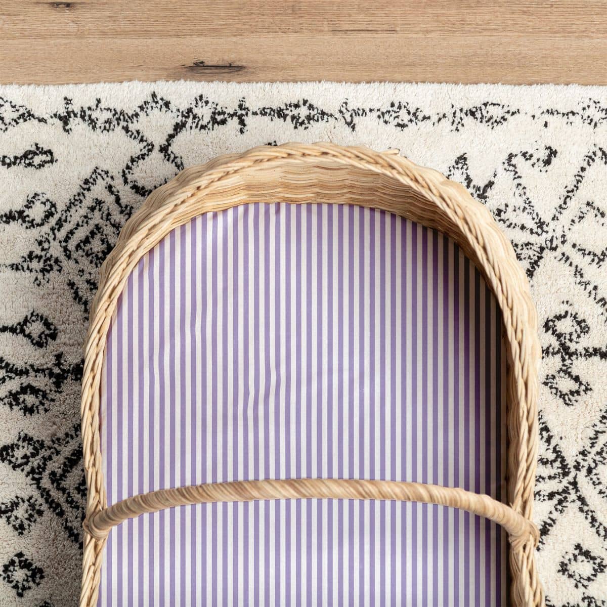 Little Human Linens Waterproof Small Bassinet Sheet - Lavender Stripe