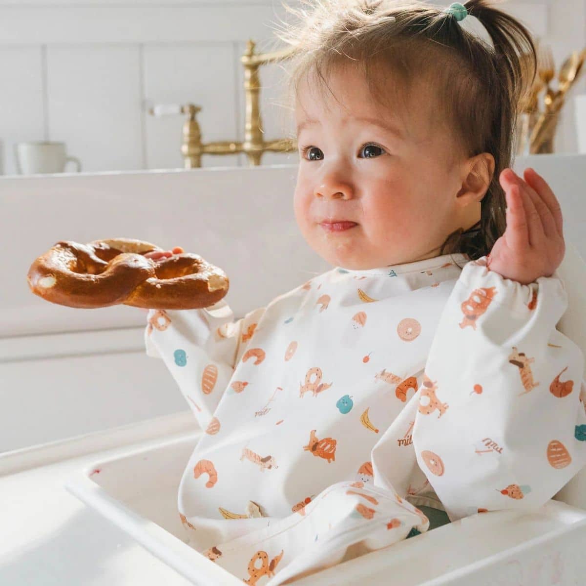LouLou Lollipop Long Sleeve Bib - French Breakfast