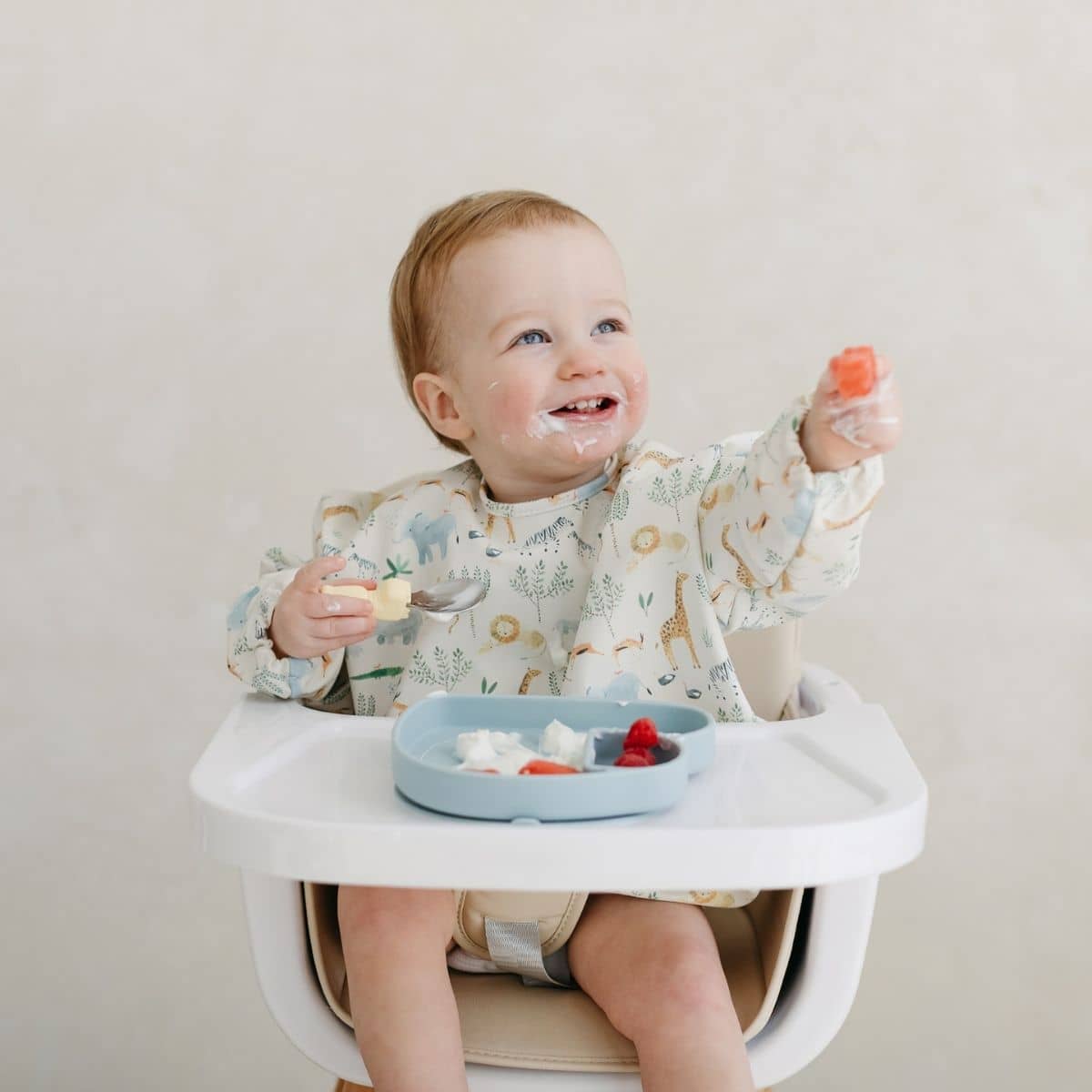 LouLou Lollipop Long Sleeve Bib - Safari Jungle