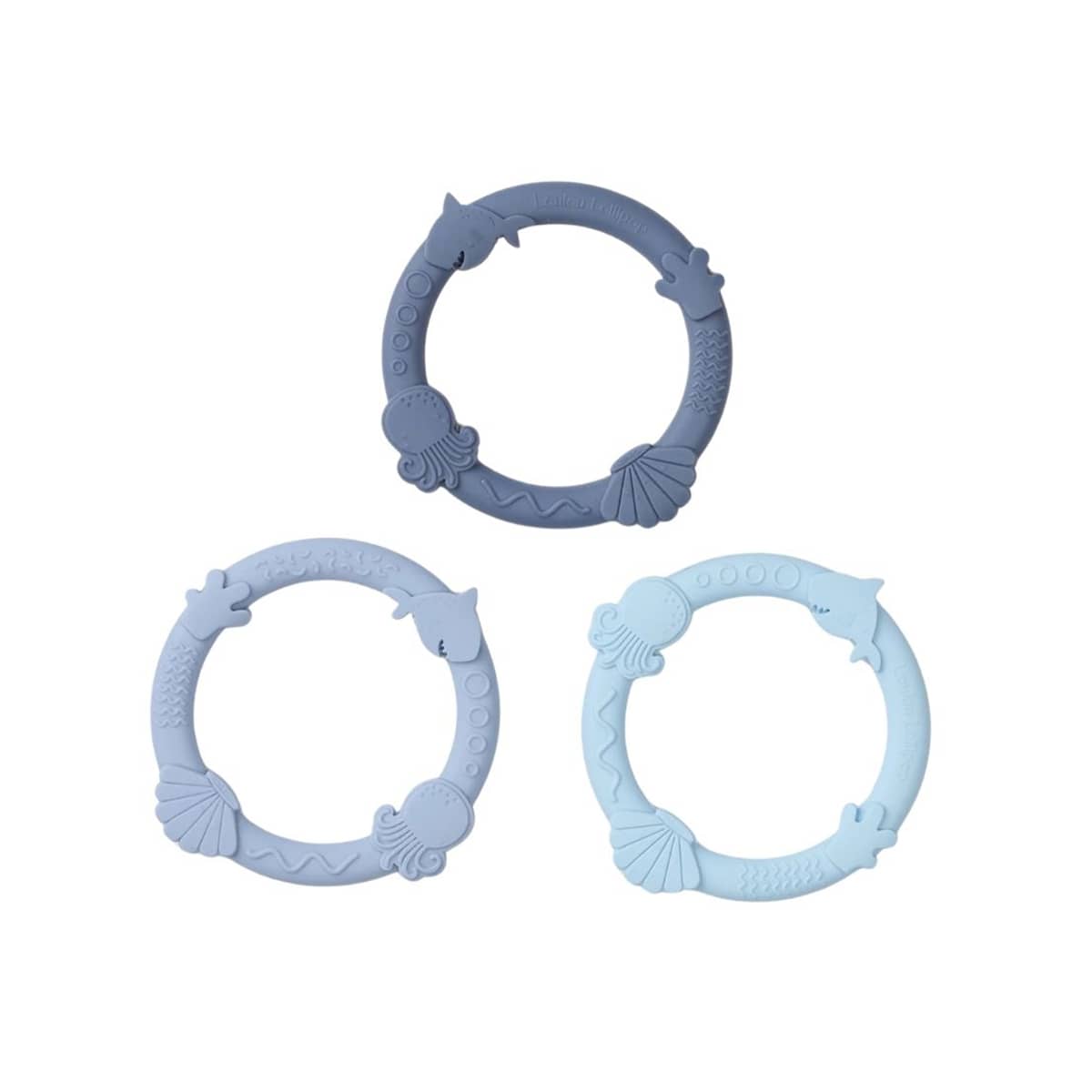 LouLou Lollipop Wild Teether Ring Set - Blue Fog