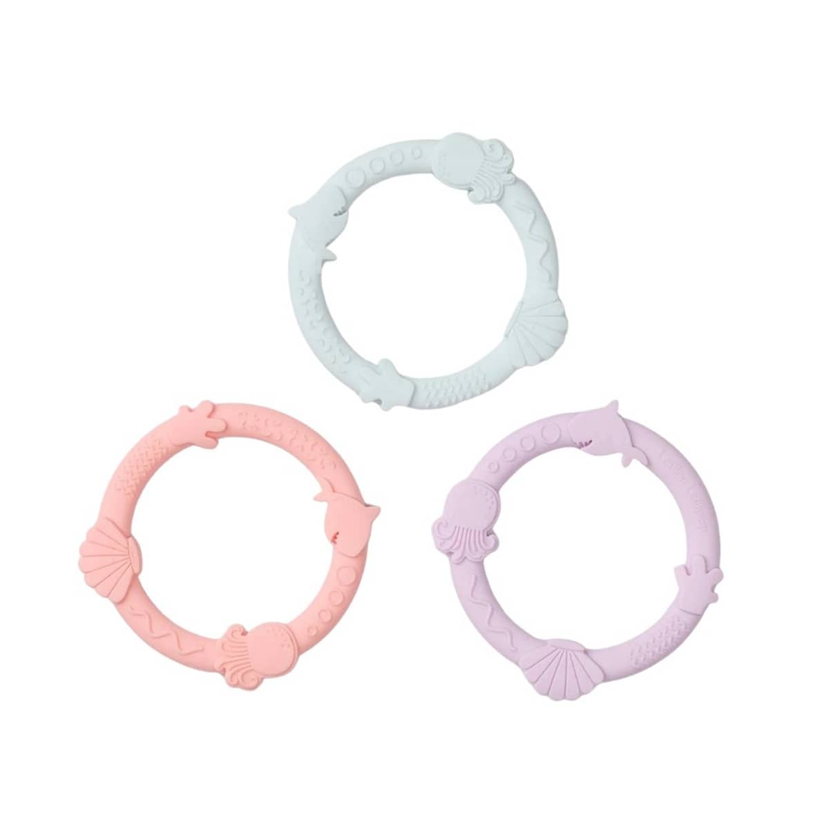 LouLou Lollipop Wild Teether Ring Set - Shell Pink