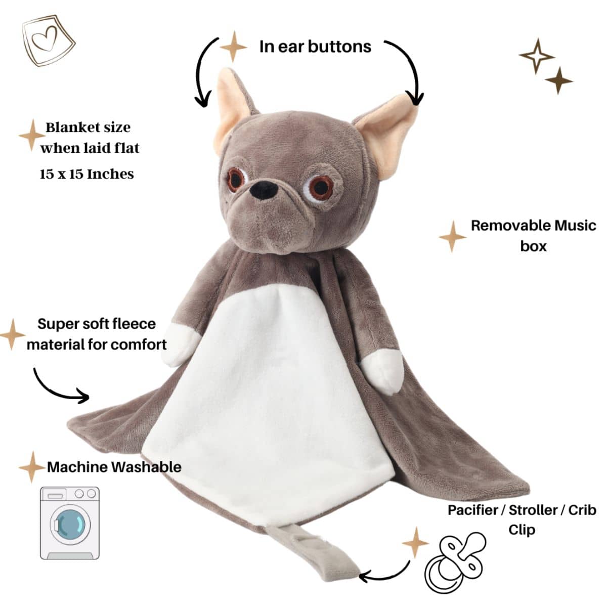 Love By Emi Lullaby and White Noise Comforter - Billy the French Bulldog