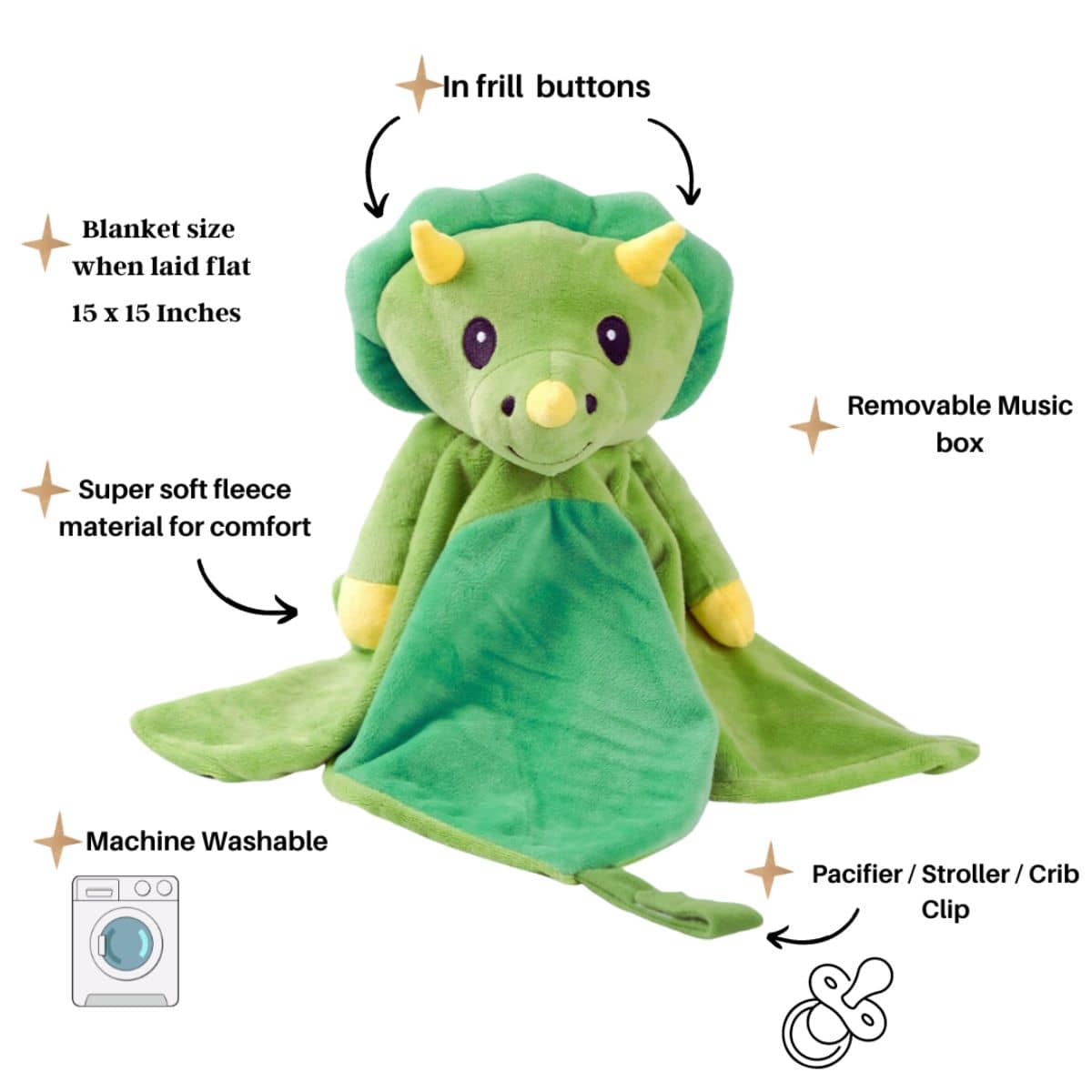 Love By Emi Lullaby and White Noise Comforter - Dash the Dinosaur