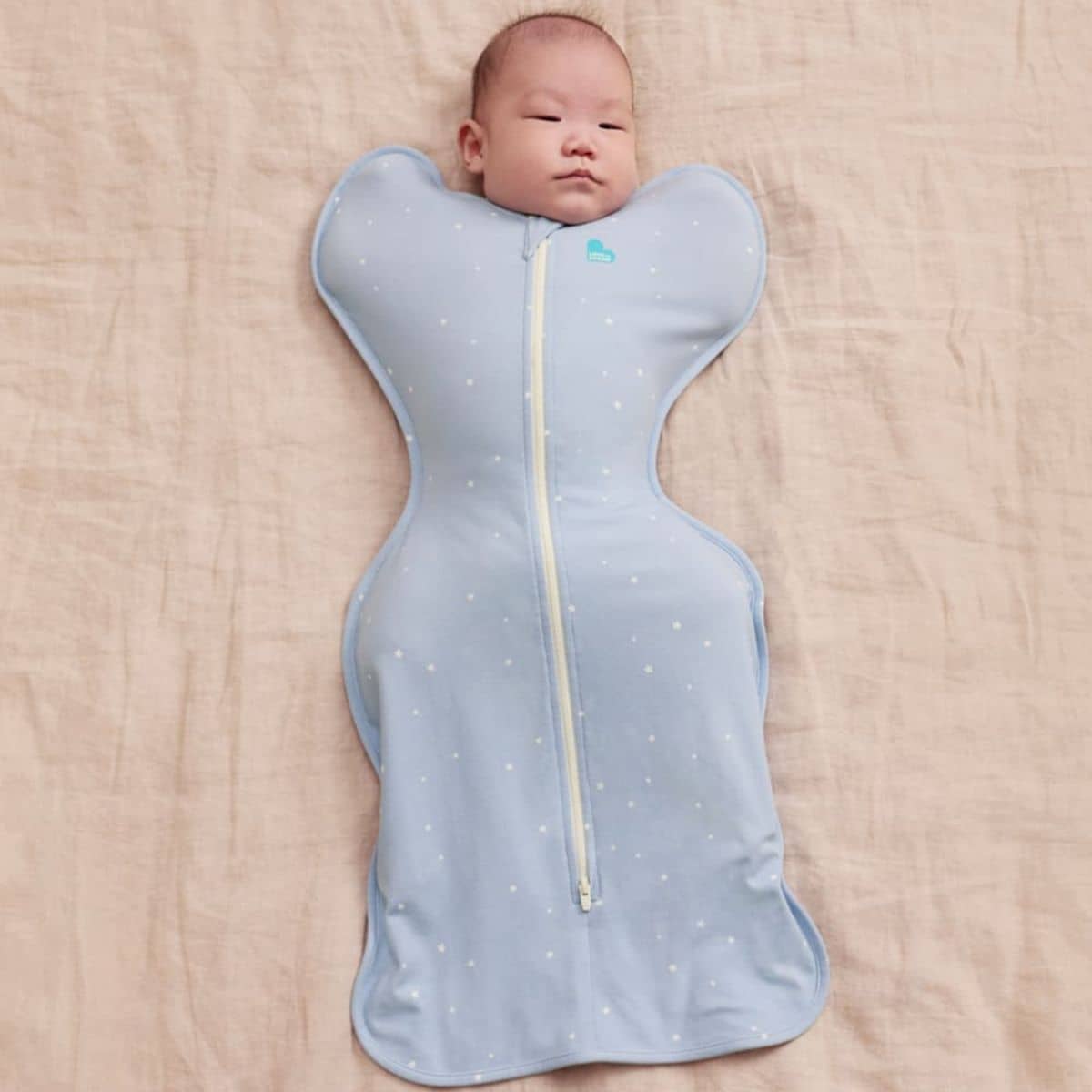 Love to Dream Original Swaddle UP 1.0 TOG Stretch Cotton - Powder Blue Twinkle