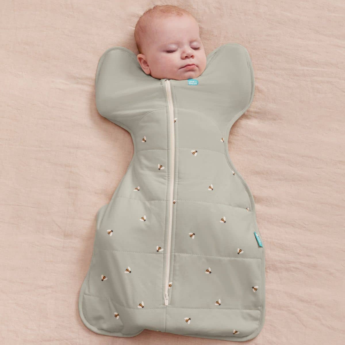 Love to Dream Original Swaddle UP 2.5 TOG Quilted Stretch Cotton - Olive Bees