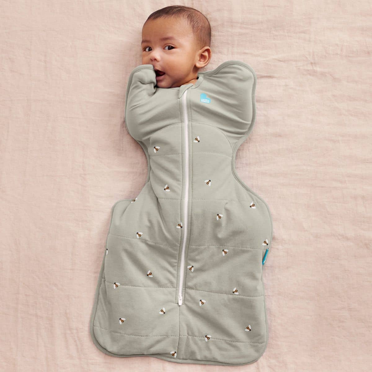 Love to Dream Original Swaddle UP 2.5 TOG Quilted Stretch Cotton - Olive Bees