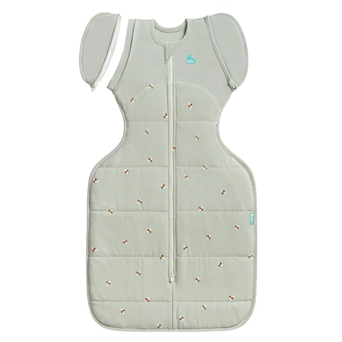 Love to Dream Transition Swaddle UP 2.5 TOG Quilted Stretch Cotton - Olive Bees