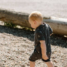 L'ovedbaby Organic Muslin Short Sleeve Coverall - Chia Anchor