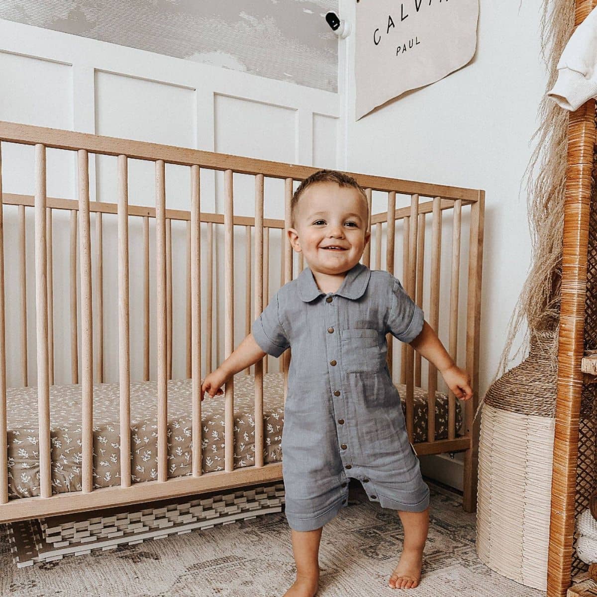 L'ovedbaby Organic Muslin Short Sleeve Coverall - Moonstone