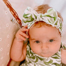 L'ovedbaby Organic Smocked Tie Headband - Kelp