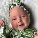 L'ovedbaby Organic Smocked Tie Headband - Kelp