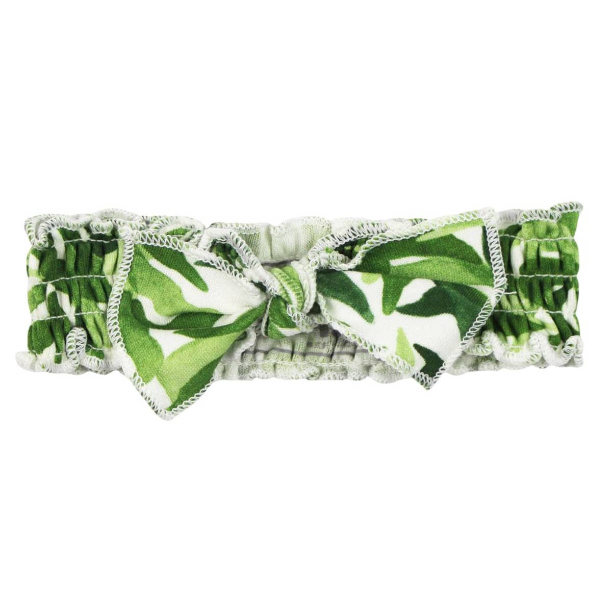 L'ovedbaby Organic Smocked Tie Headband - Kelp