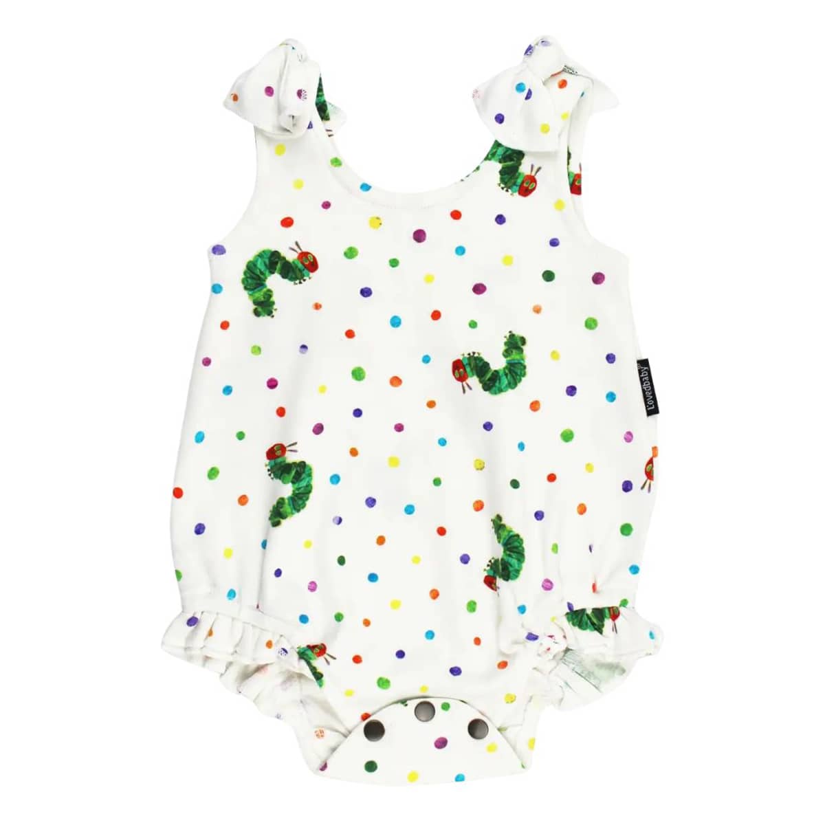 L'ovedbaby x The Very Hungry Caterpillar Organic Bowtie Shoulder Bodysuit - Caterpillar