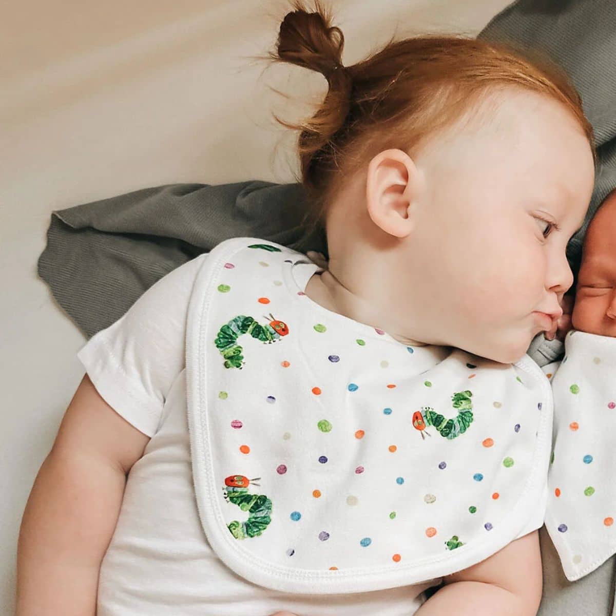 L'ovedbaby x The Very Hungry Caterpillar Organic Two Layer Reversible Bib - Caterpillar