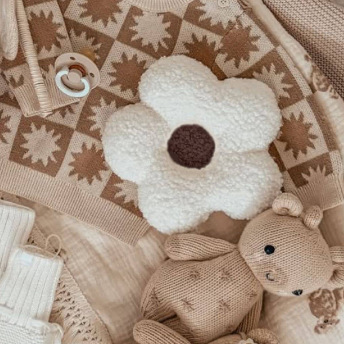 Luna Mae Creations - Small Cushion - Mocha Blossom Daisy