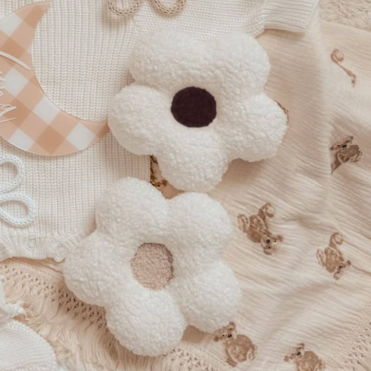 Luna Mae Creations - Small Cushion - Mocha Blossom Daisy