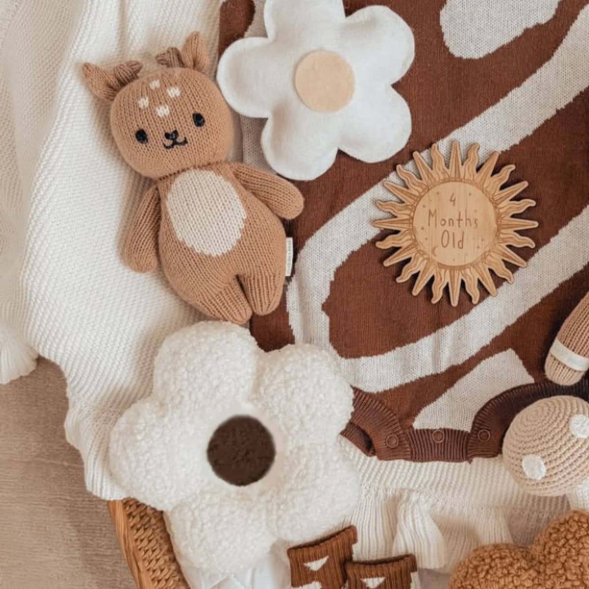Luna Mae Creations - Small Cushion - Mocha Blossom Daisy