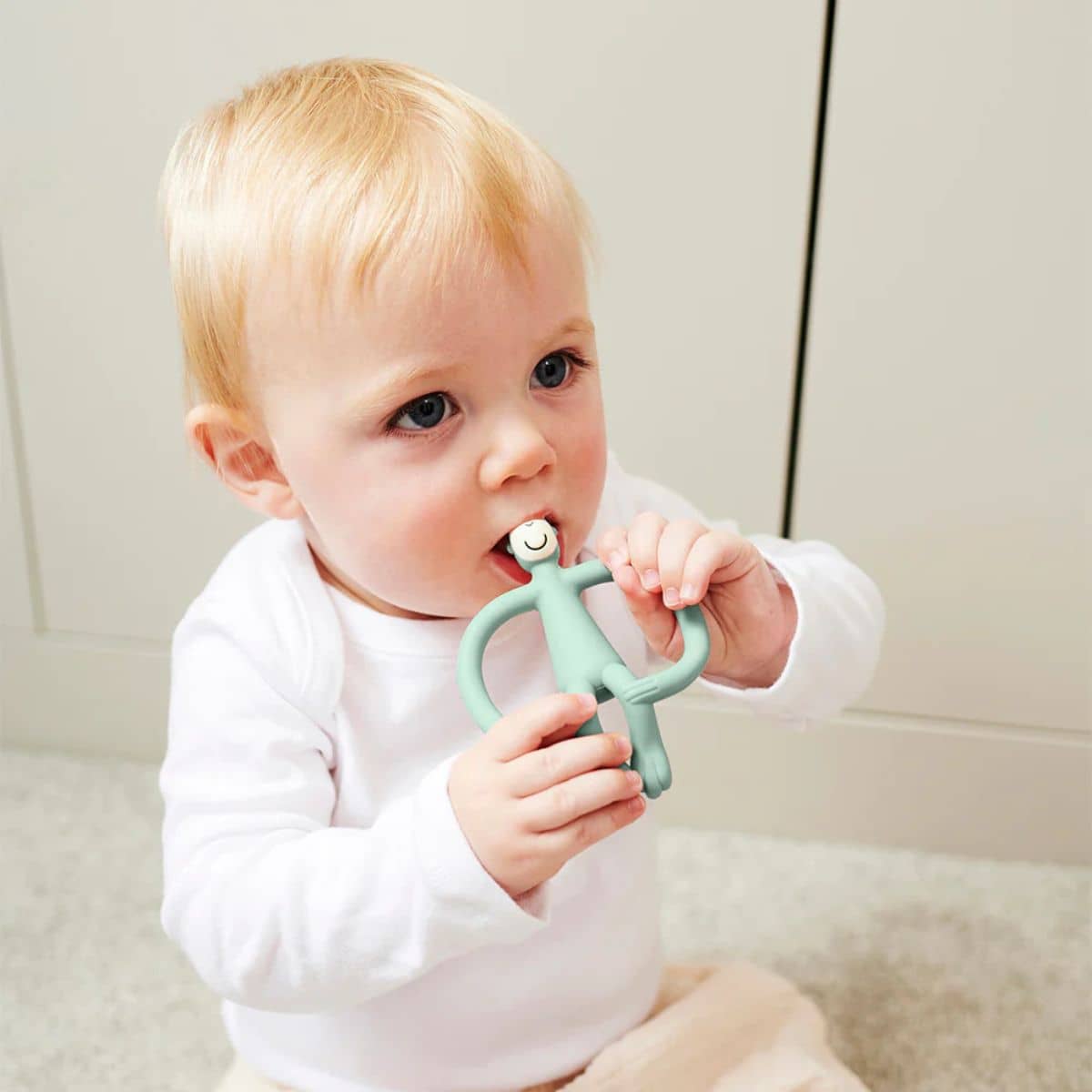Matchstick Monkey Teething Toy and Gel Applicator - Mint Green