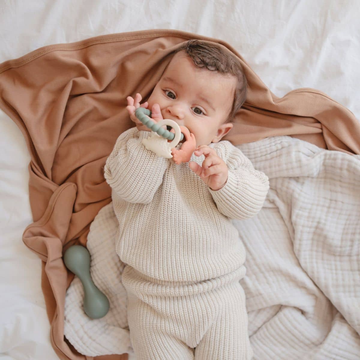Mushie Teether Rings - Dino