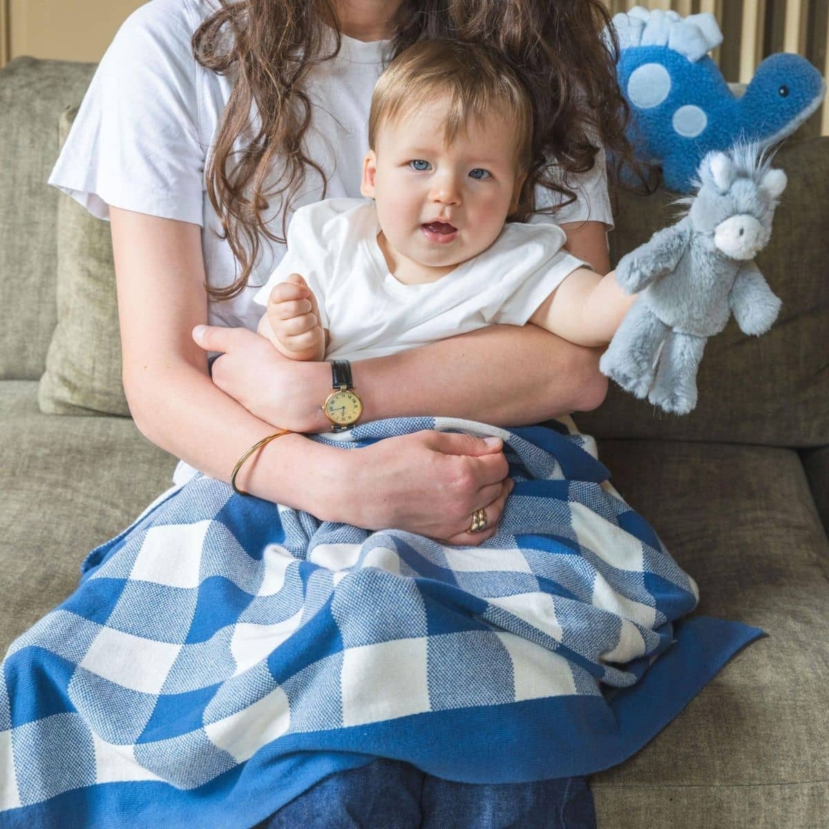 Nana Huchy Gingham Baby Blanket - Blue