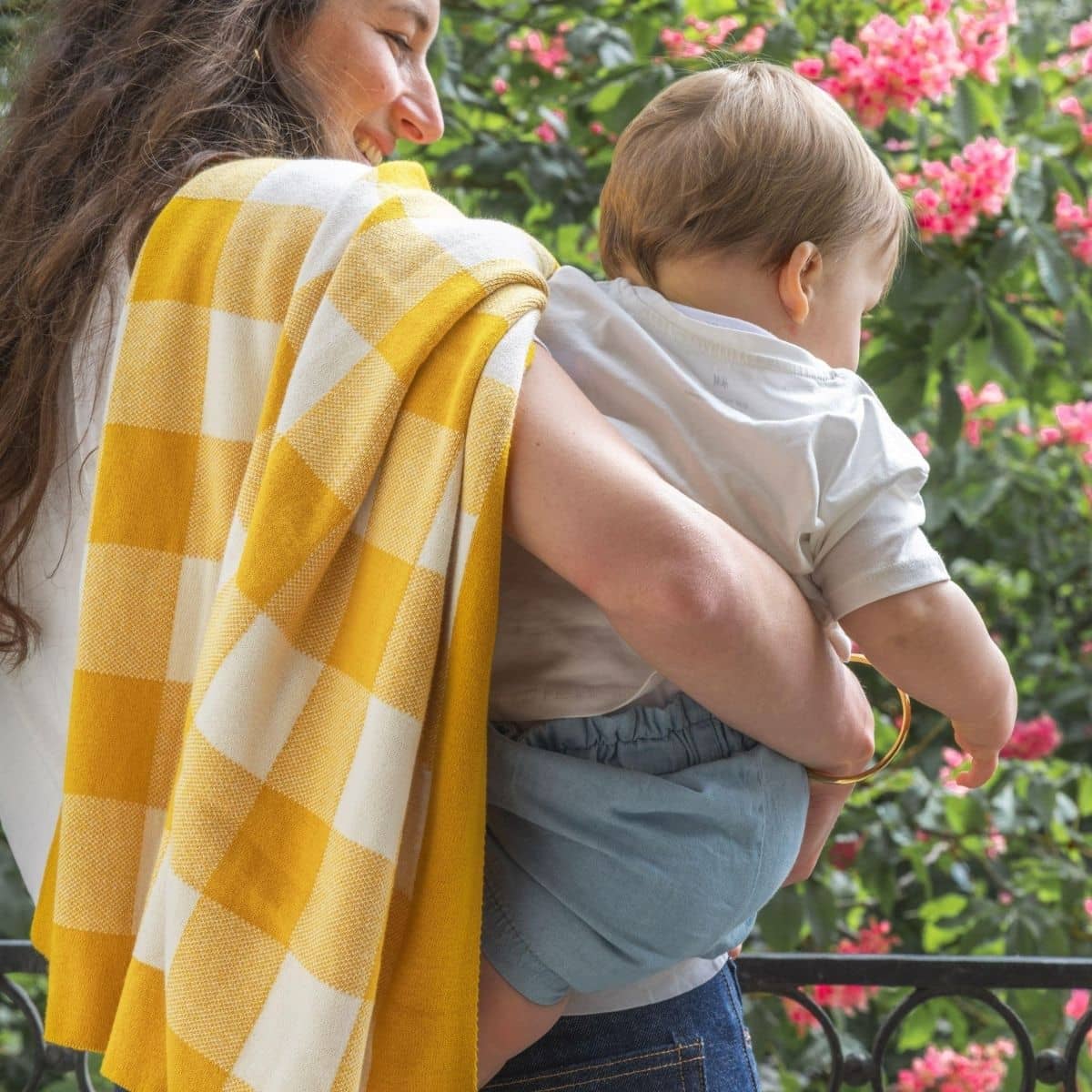 Nana Huchy Gingham Baby Blanket - Mustard