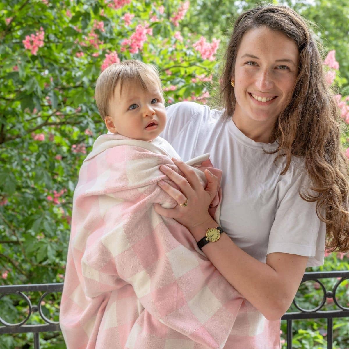 Nana Huchy Gingham Baby Blanket - Pink