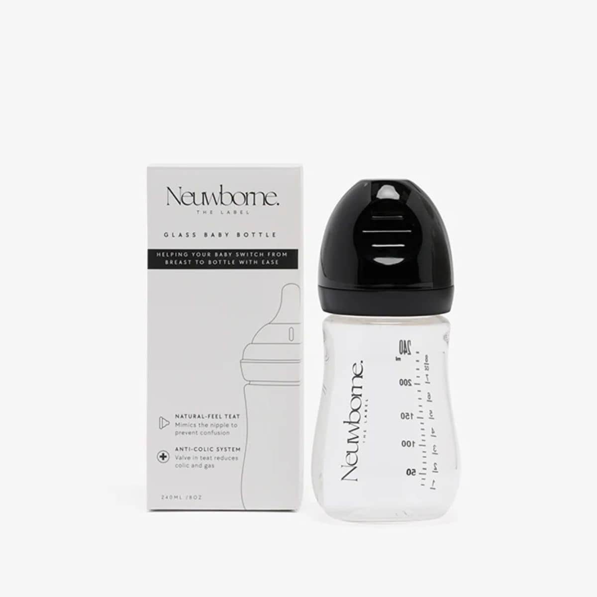 Neuwborne Glass Baby Bottle - Black