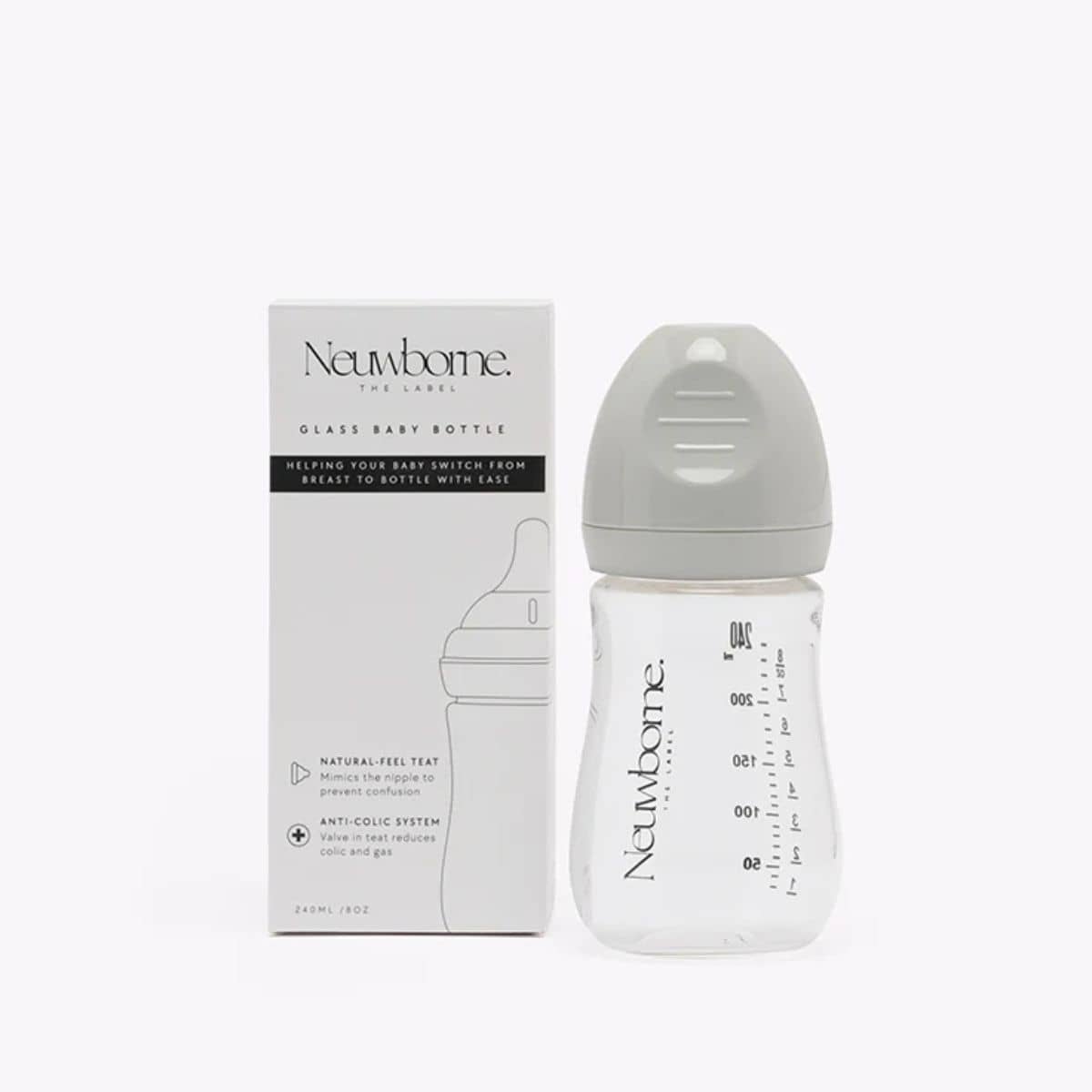 Neuwborne Glass Baby Bottle - Stone