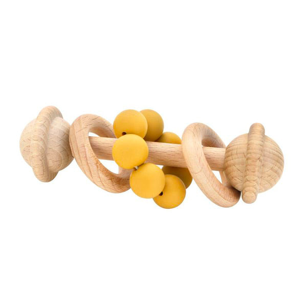 OB Designs Beechwood Silicone Rattle Toy - Turmeric