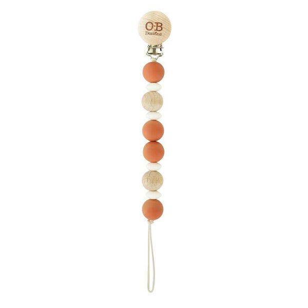 OB Designs Beechwood Silicone Dummy Chain - Cinnamon