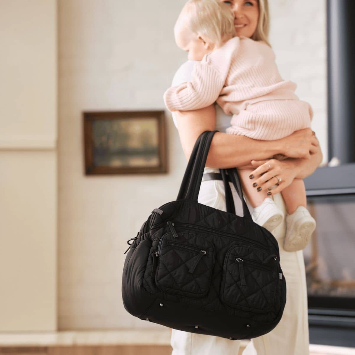 OiOi Carry All Nappy Bag - Puffy Black Quilt