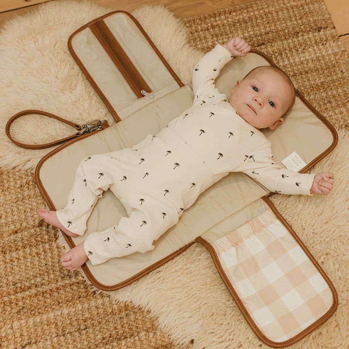 OiOi Change Mat Clutch - Gingham/Beige