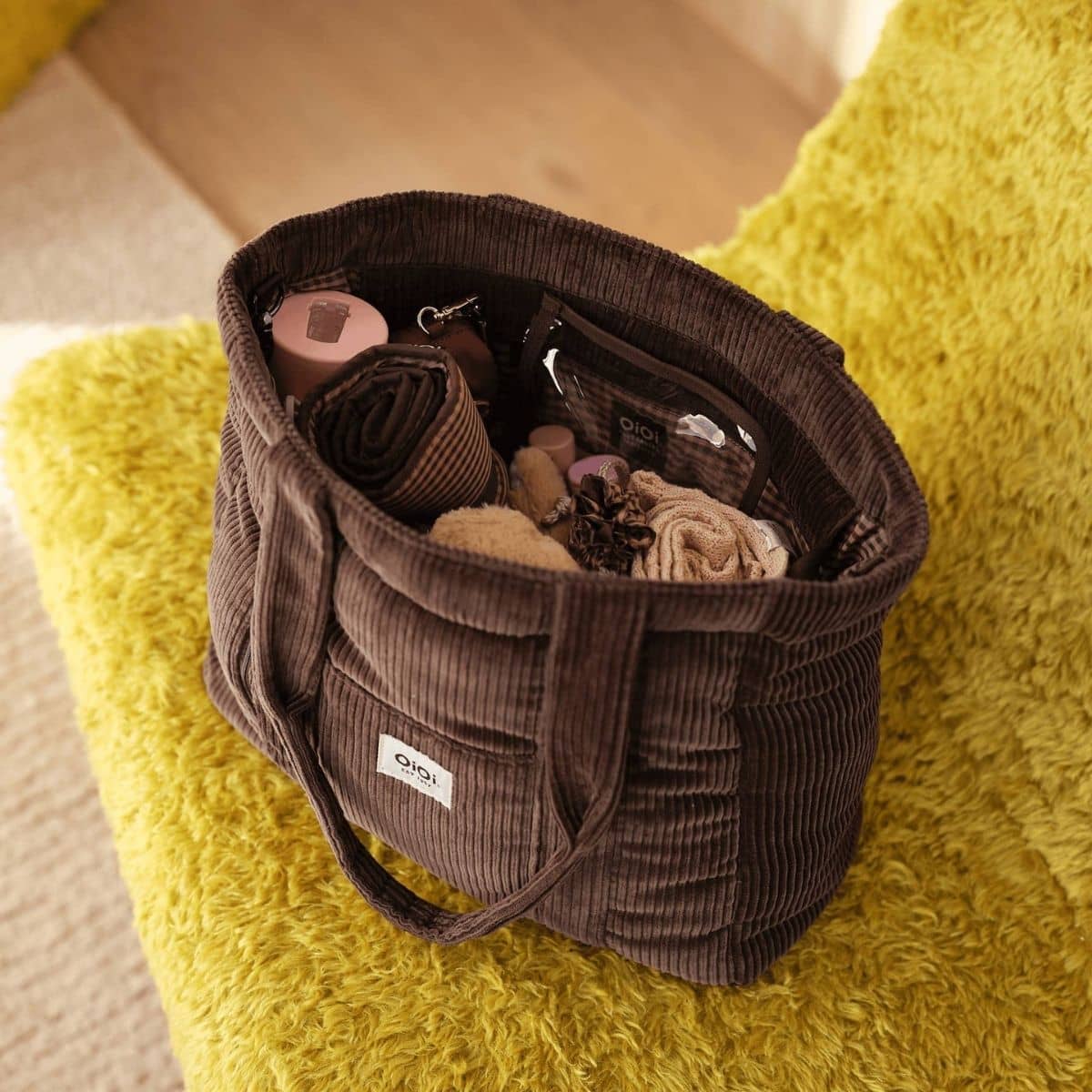 OiOi Corduroy Everyday Tote - Chocolate Brown