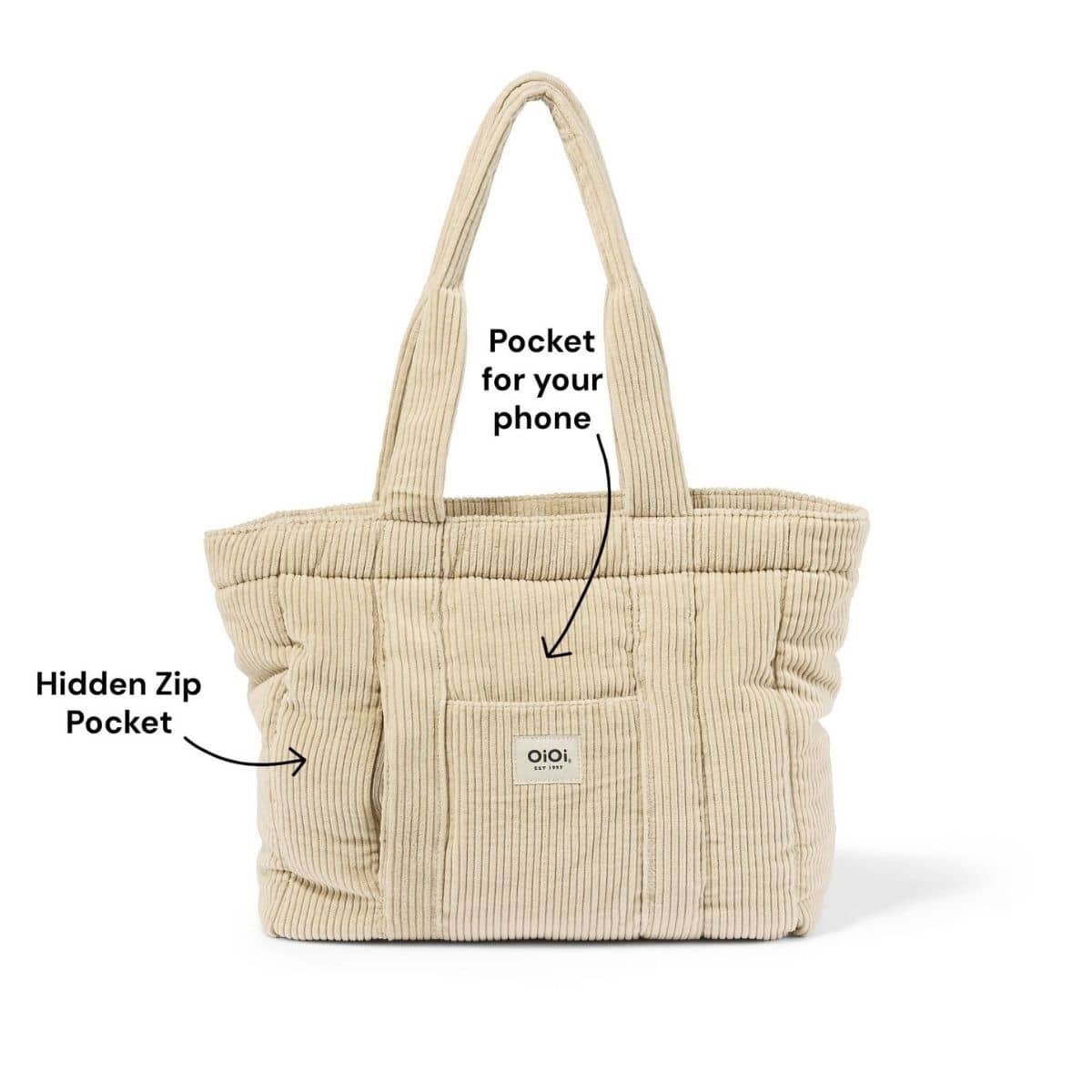 OiOi Corduroy Everyday Tote - Cream