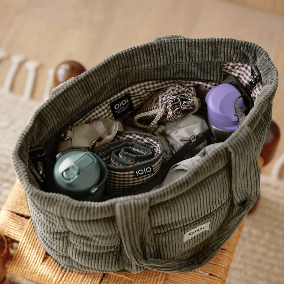 OiOi Corduroy Everyday Tote - Moss Green