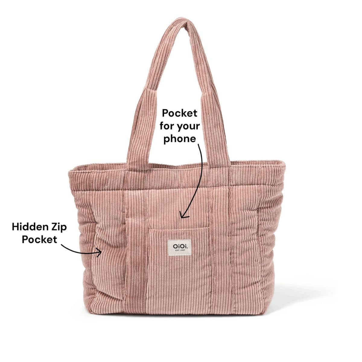 OiOi Corduroy Everyday Tote - Rose Pink