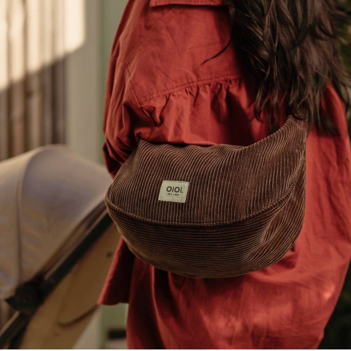 OiOi Corduroy Luna Crossbody - Chocolate Brown