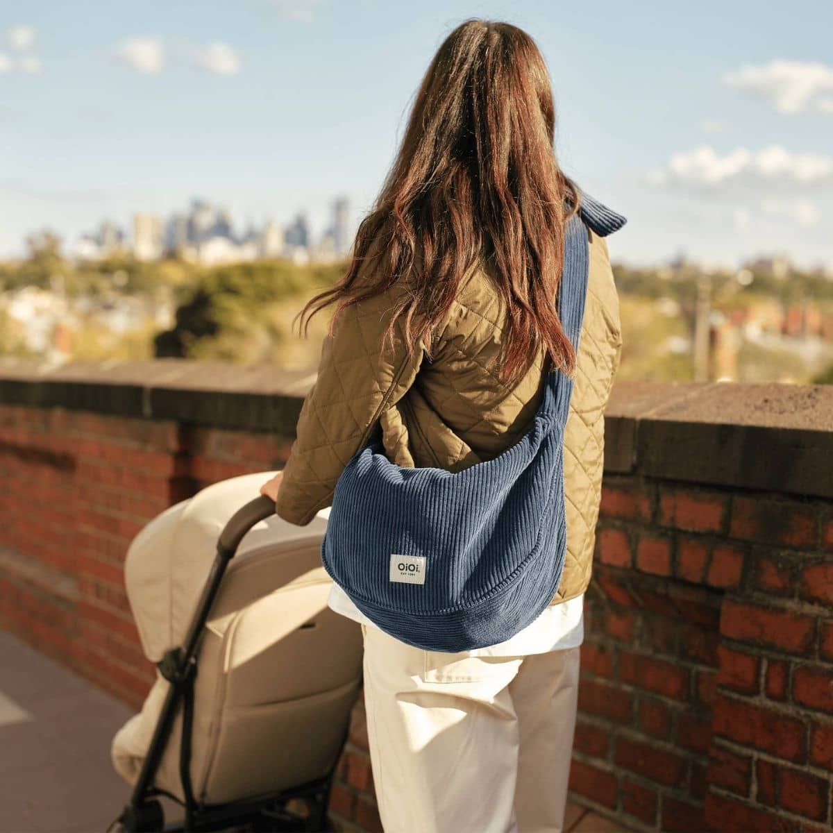 OiOi Corduroy Luna Crossbody - Ocean Blue