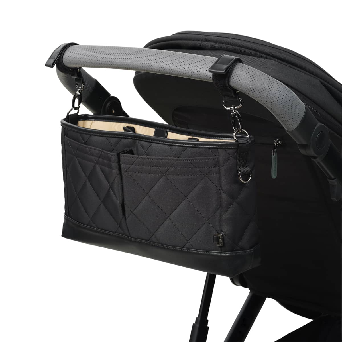 OiOi Diamond Quilt Stroller Organiser/Pram Caddy - Black