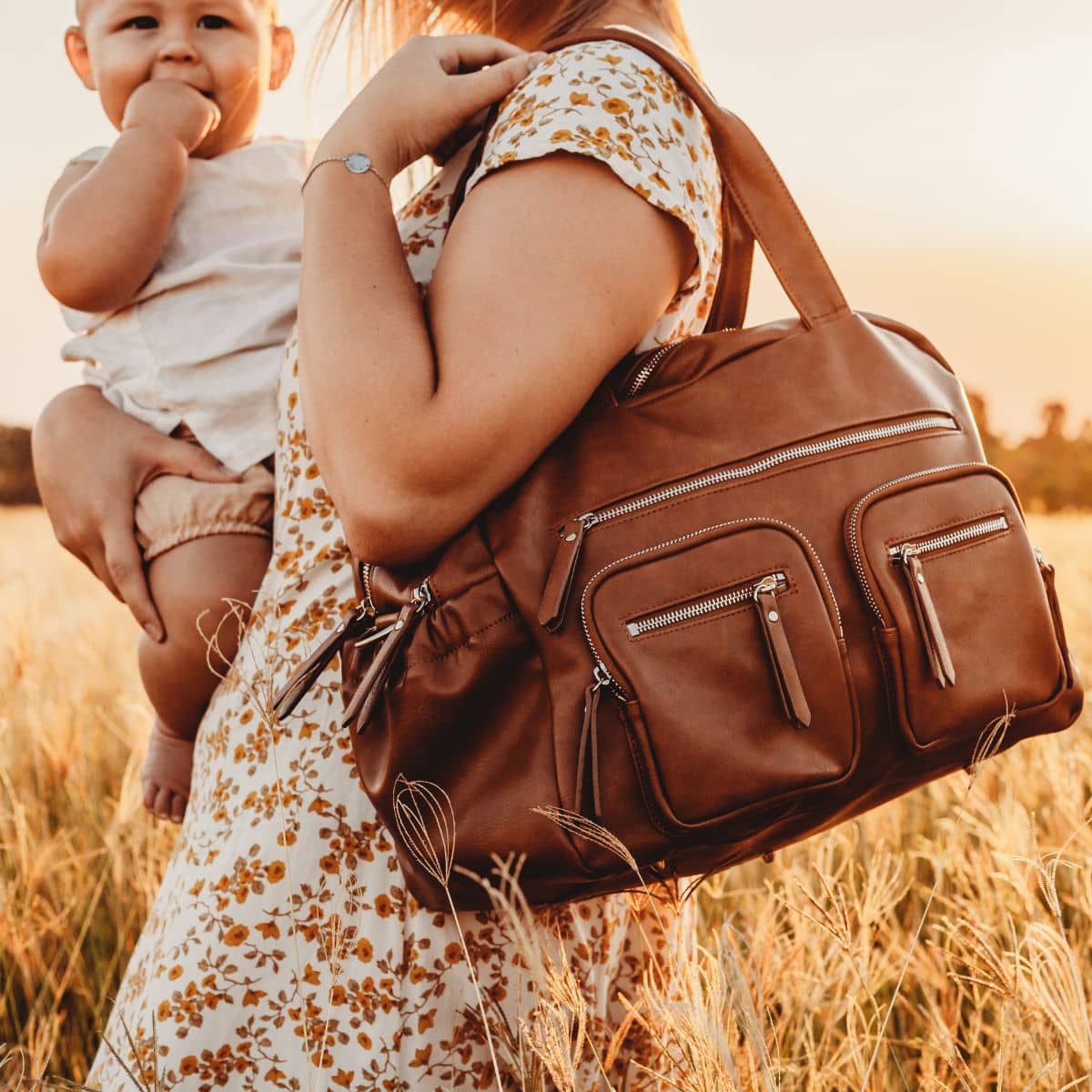 OiOi Faux Leather Carry All Nappy Bag - Tan