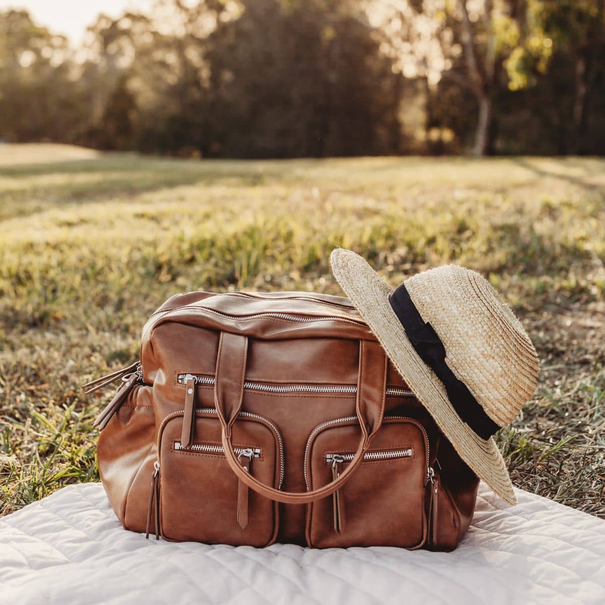 OiOi Faux Leather Carry All Nappy Bag - Tan